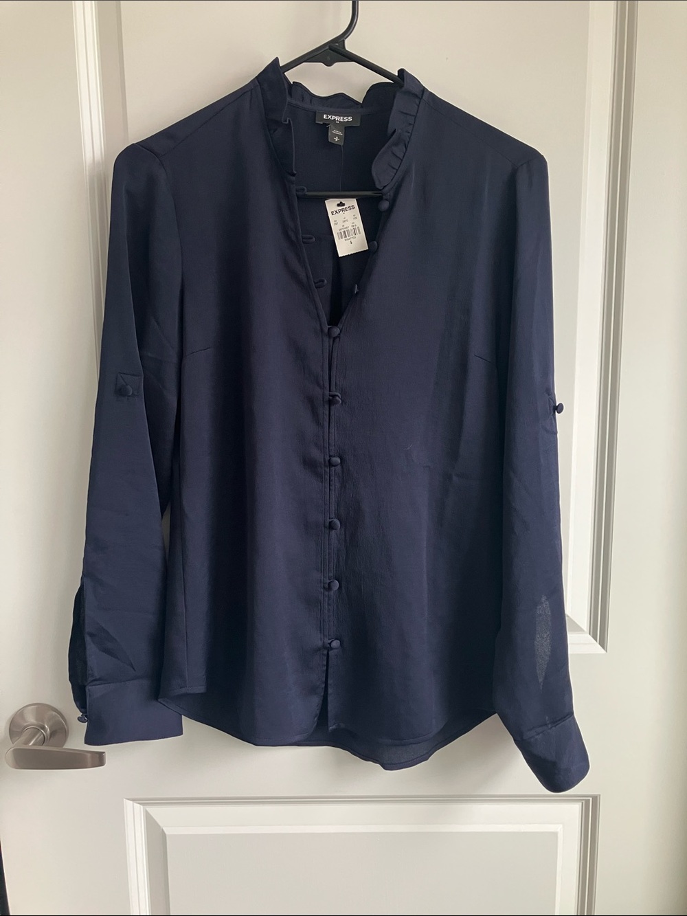 Express Navy Button-Front Lightweight dress shirt